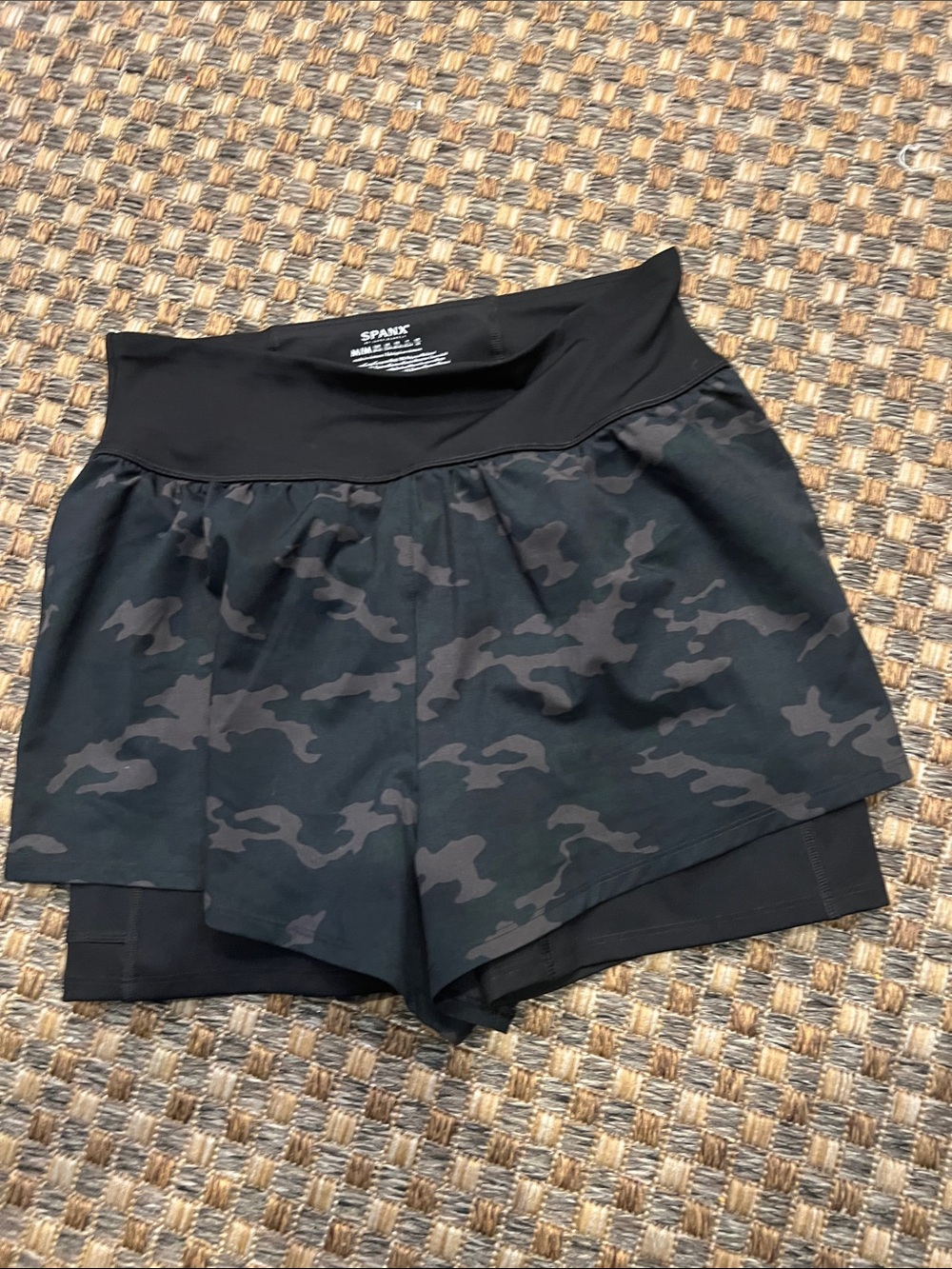 SPANX Black Camo Performance Shorts